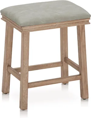 MAISON ARTS Counter Height 24 inch Bar Stool for Kitchen Counter Solid Wood Leg with Faux Leather Padded Seat Farmhouse Barstool for 34"-38" Counter Island Upholstered Stool, Grey   Wood