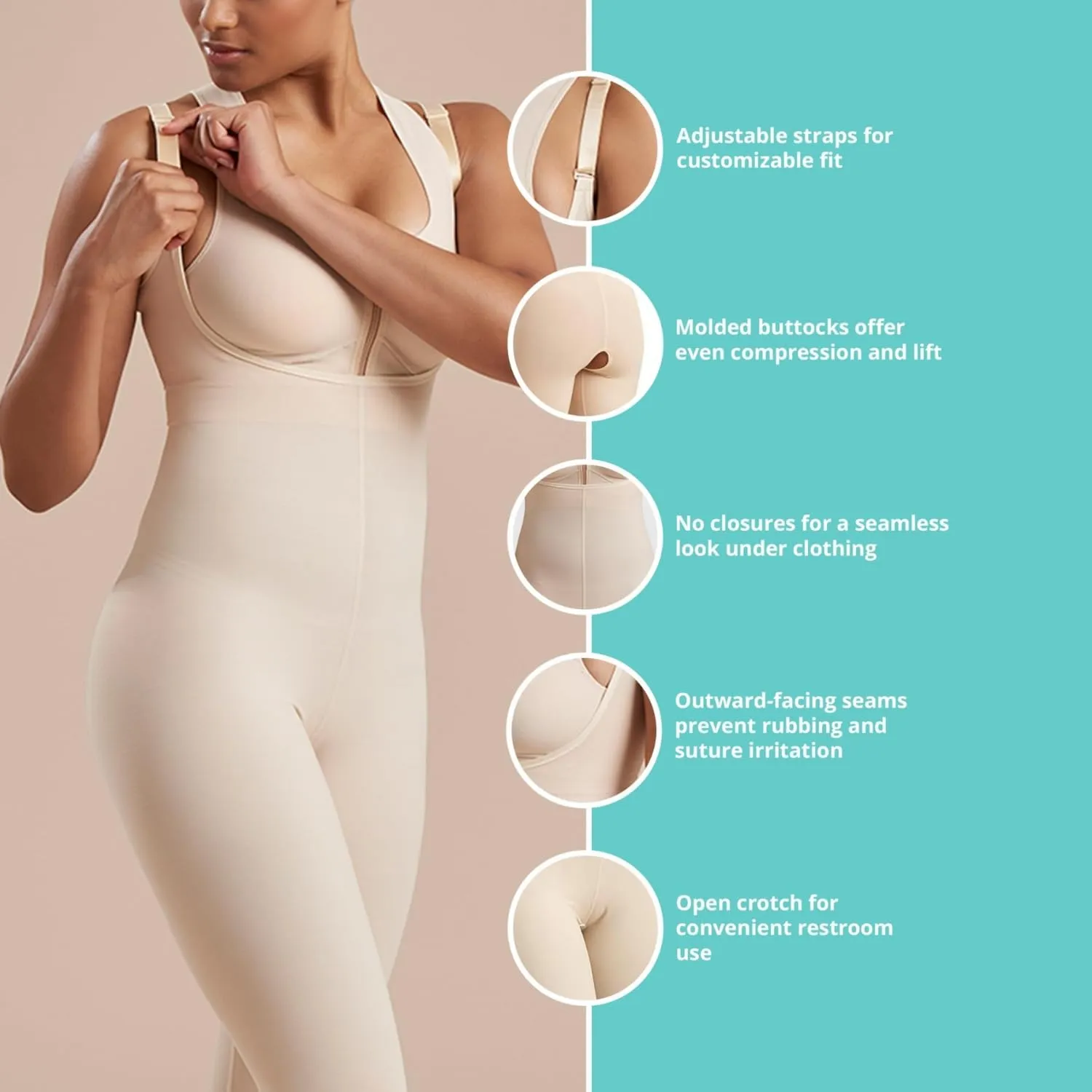 MARENA SFBHM2 Stage 2 Pull-On Girdle with High-Back – Adjustable Mid-Calf Length Girdle