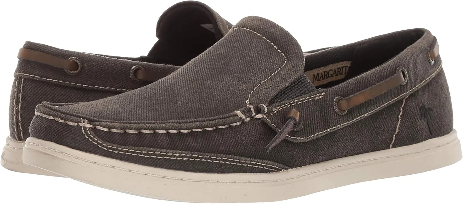Margaritaville Men's Dock Slip on Boat Shoes - Leather Lace, Lightweight Slip on Shoes