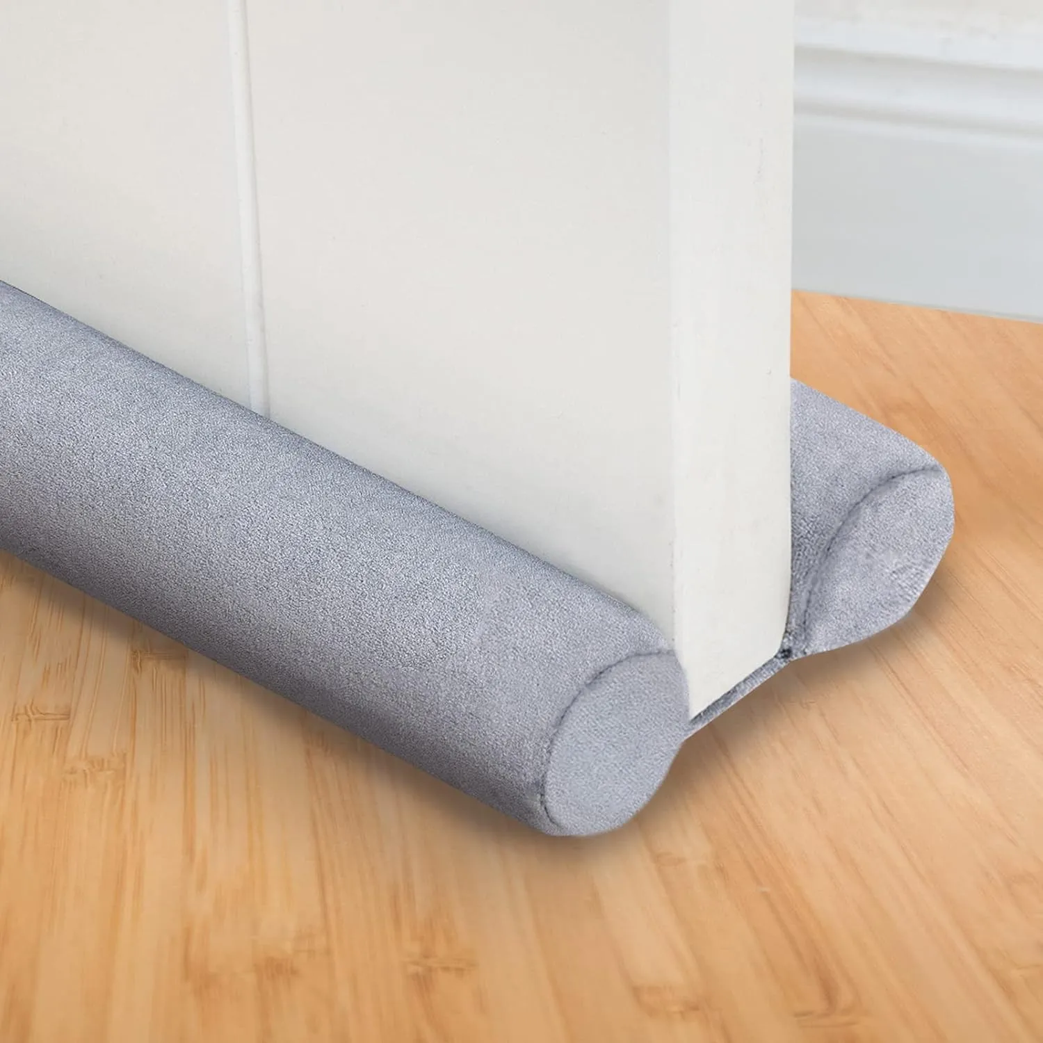 Marwood Under Door Draft Stopper 30-38" Adjustable Wind Stopper for Door & Window, Foam Door Sweep Air & Noise Blocker for Bottom of Doors Double Side Seal - Spandex Super Soft Grey