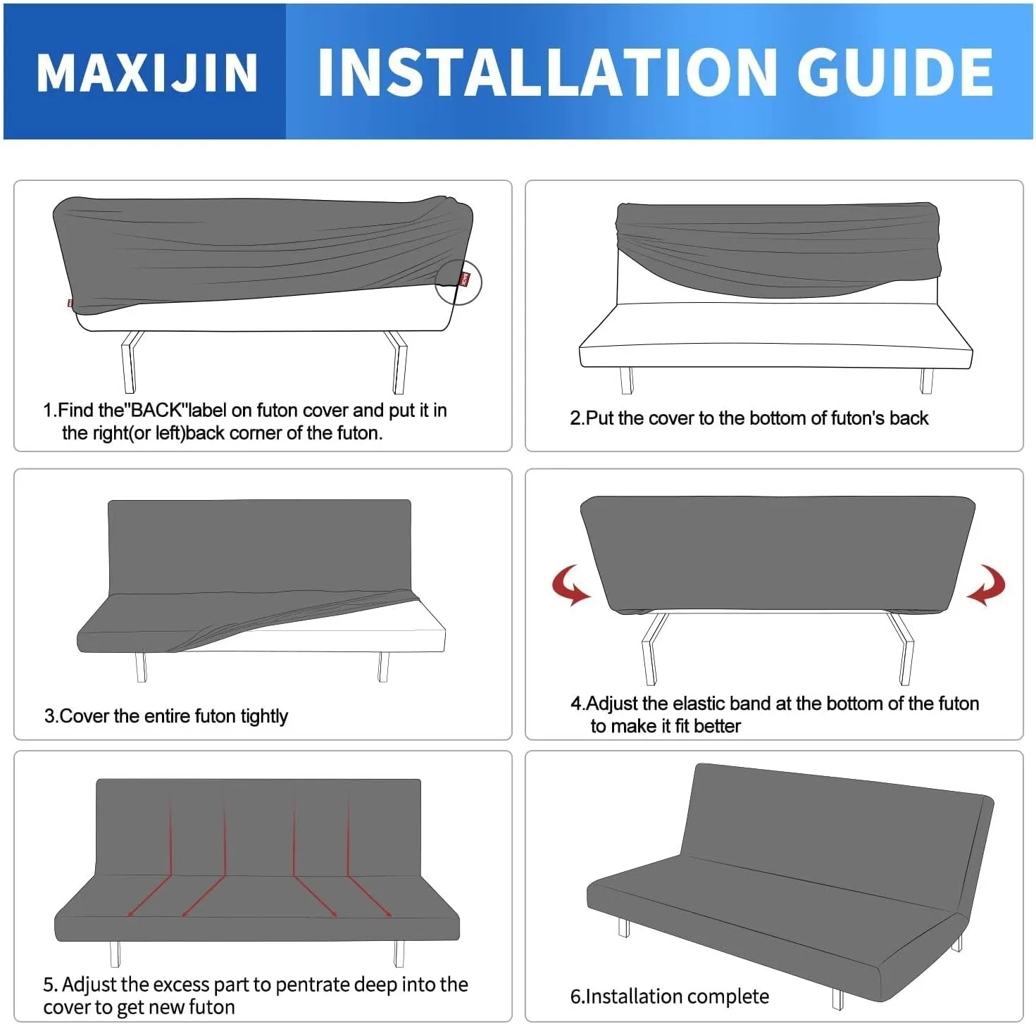 MAXIJIN Futon Cover Slipcover Full Size, Queen Mattress Cover Washable Armless Couch Covers Stretch Sofa Bed Furniture Protector with Elastic Bottom (Beige)