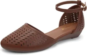 MaxMuxun Womens Roman Ankle Strap Cage Closed Toe Flat Sandals