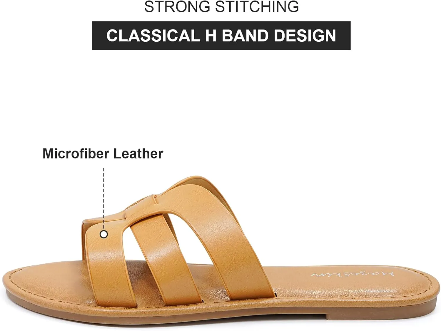 mazeskin Womens Memory Foam H-Band Summer Comfortable Dressy Flat Slide Sandals