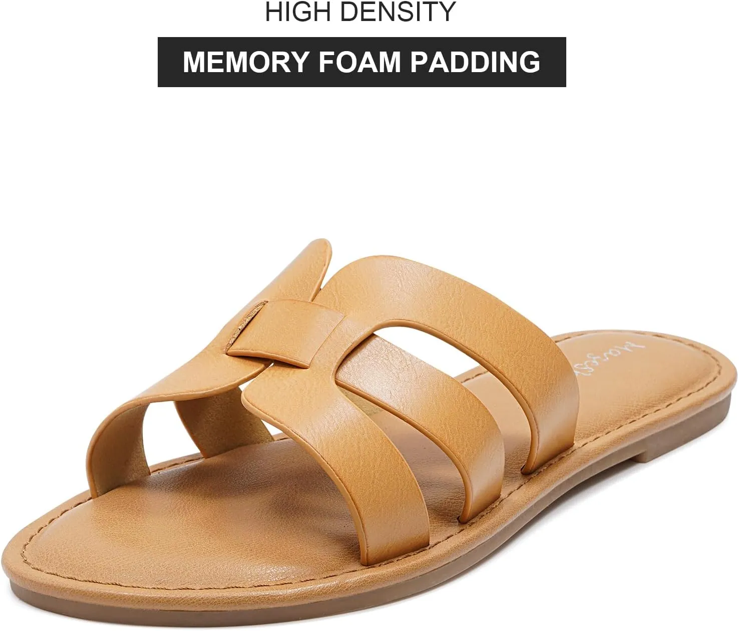 mazeskin Womens Memory Foam H-Band Summer Comfortable Dressy Flat Slide Sandals