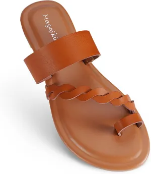 mazeskin Womens Memory Foam H-Band Summer Comfortable Dressy Flat Slide Sandals