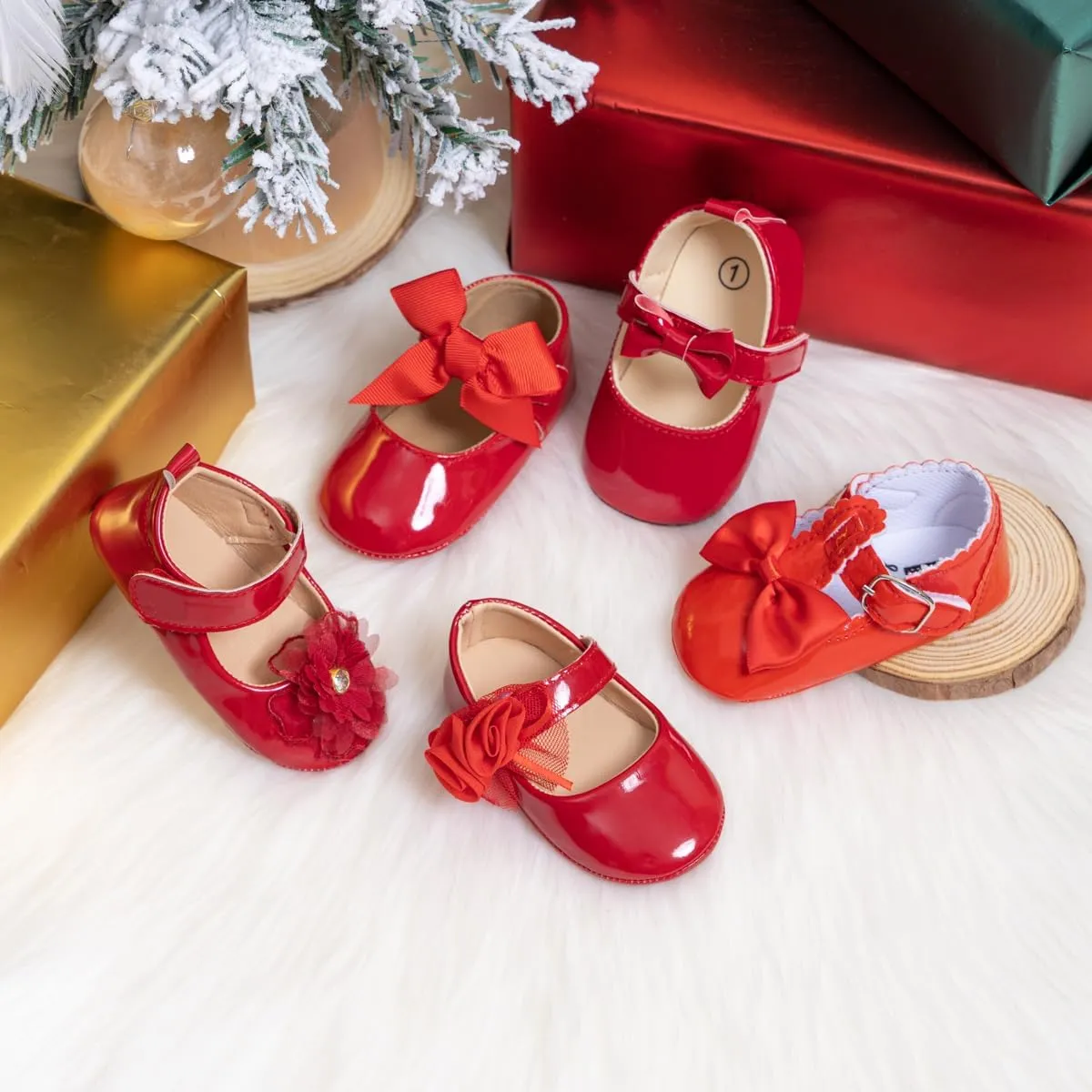 Meckior Infant Baby Girls Soft Sole Bowknot Princess Wedding Dress Mary Jane Flats Prewalker Newborn Light Baby Sneaker Shoes