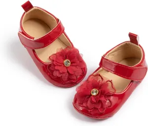 Meckior Infant Baby Girls Soft Sole Bowknot Princess Wedding Dress Mary Jane Flats Prewalker Newborn Light Baby Sneaker Shoes