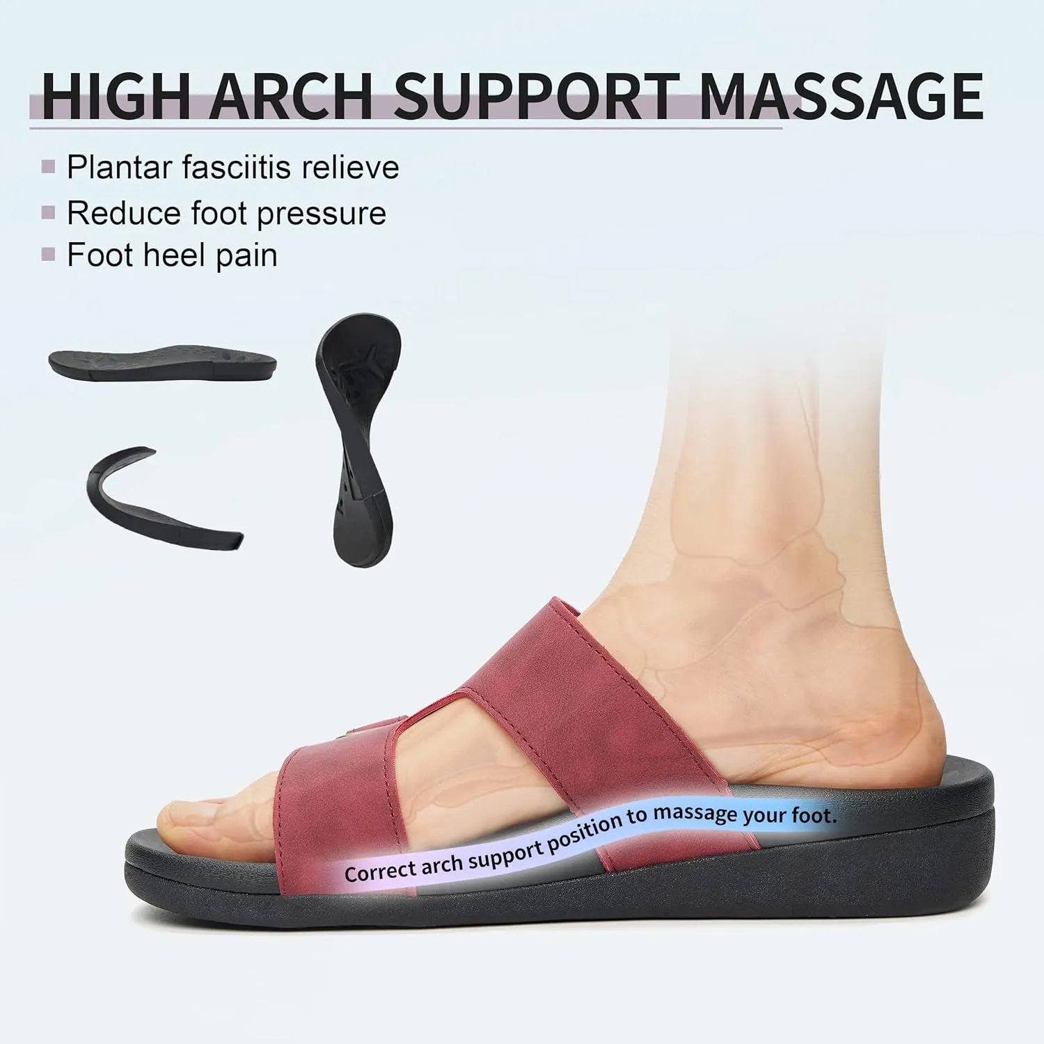 MEGNYA Comfortable Women's Walking Sandals, Arch Support Slides for Plantar Fasciitis Flat Feet, Casual Adjustable Strap Sandals for Orthopedic