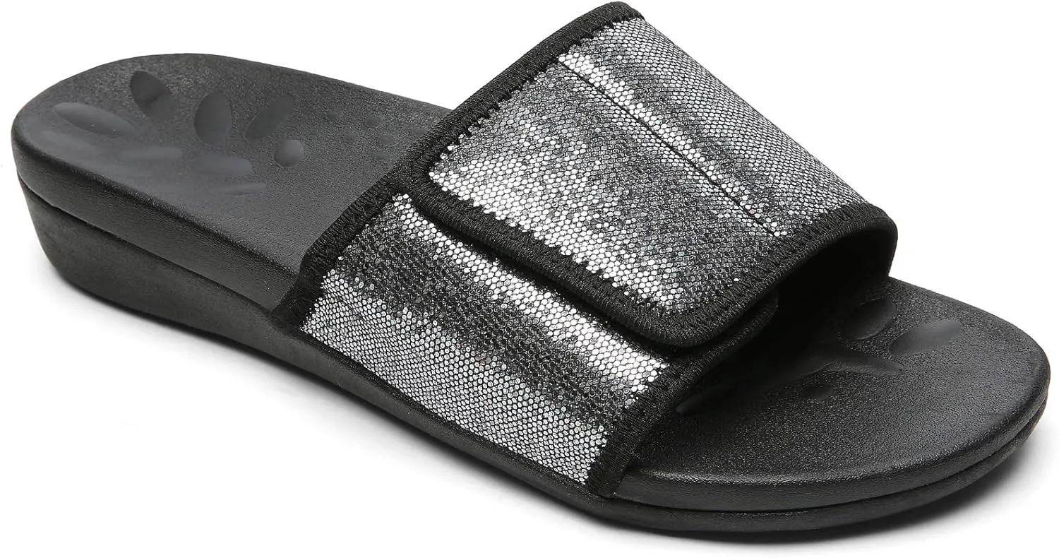 MEGNYA Orthopedic Slides Sandals for Women, Comfortable Plantar Fasciitis Sandals for Flat Feet, High Arch Support Walking Sandals with Adjustable Straps