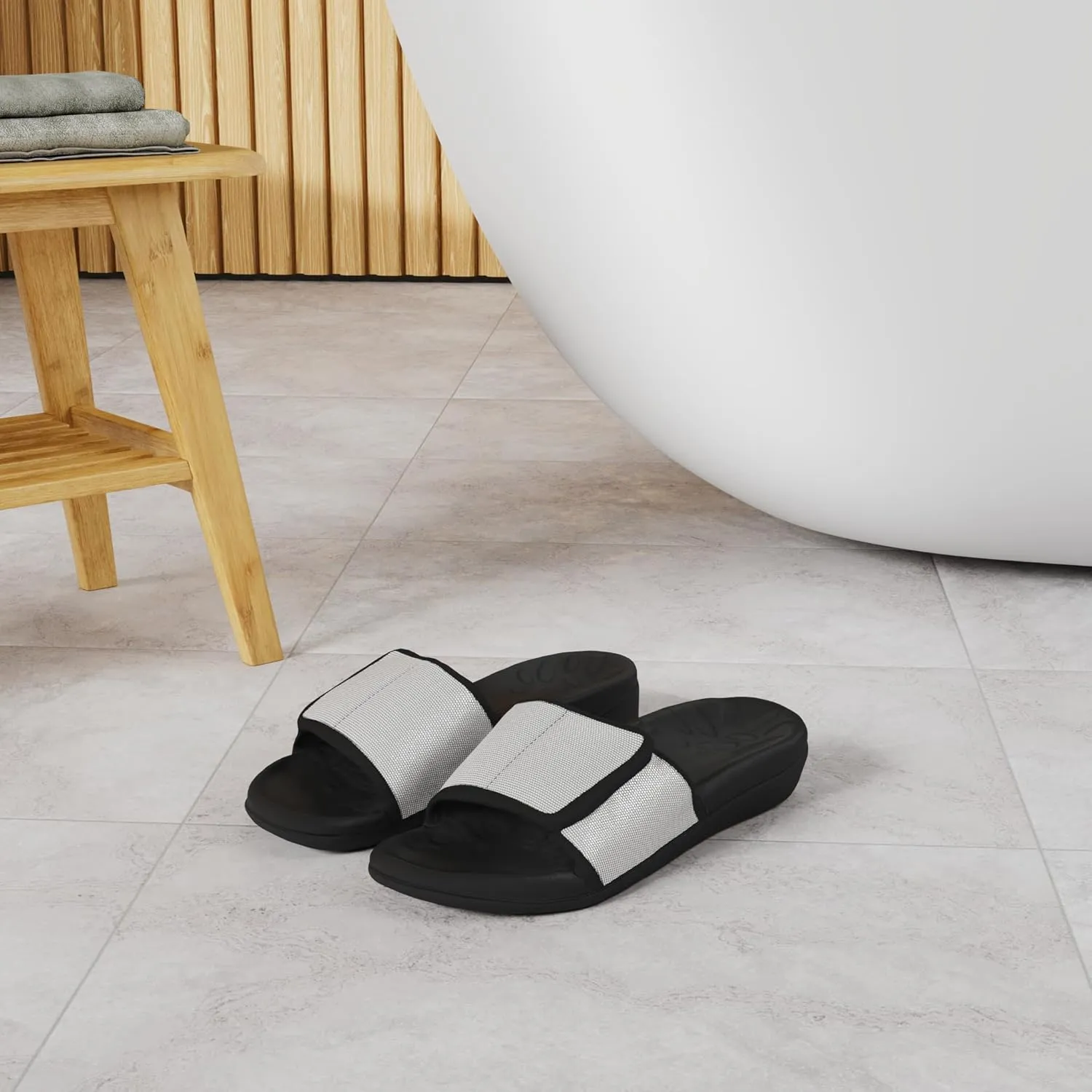 MEGNYA Orthopedic Slides Sandals for Women, Comfortable Plantar Fasciitis Sandals for Flat Feet, High Arch Support Walking Sandals with Adjustable Straps