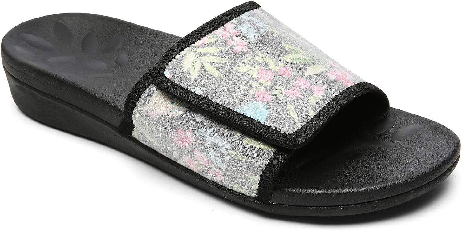 MEGNYA Orthopedic Slides Sandals for Women, Comfortable Plantar Fasciitis Sandals for Flat Feet, High Arch Support Walking Sandals with Adjustable Straps