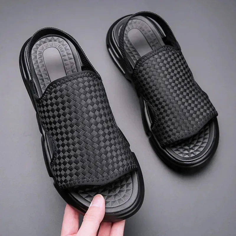 Men Breathable Open Shoes - Men  Black Sandal