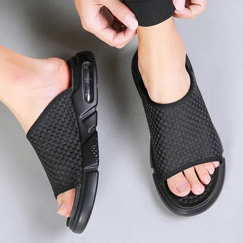 Men Breathable Open Shoes - Men  Black Sandal