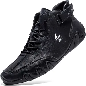 Men's Casual Ltalian Handmade High Top high boots Leather Outdoor Walking Sneakers Slip-on Lightweight Non-Slip Waterproof Driving Chukka Boots