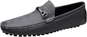 Mens Faux Crocodile Leather Loafers Slip On Shoes Flexible Lightweight Comfortable for Dress Casual Prom Wedding