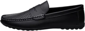 Men's Flexible Flat Heel Loafers Breathable Simple Vegan Leather Slip Resistant Wedding Outdoor Slip-on
