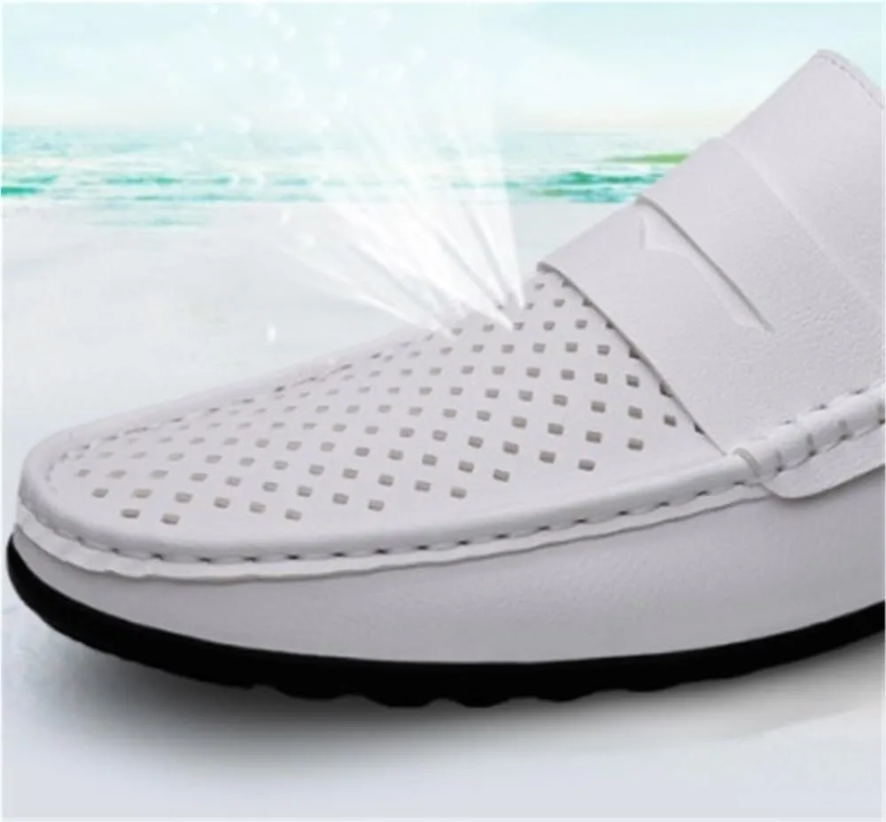Men's Flexible Flat Heel Loafers Breathable Simple Vegan Leather Slip Resistant Wedding Outdoor Slip-on