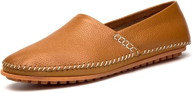 Men's Leather Loafer Flats Lightweight Casual Slip On Shoes for Walking Driving Dress