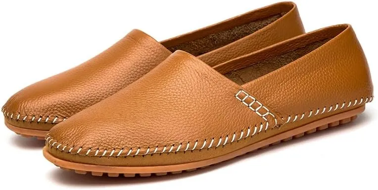 Men's Leather Loafer Flats Lightweight Casual Slip On Shoes for Walking Driving Dress