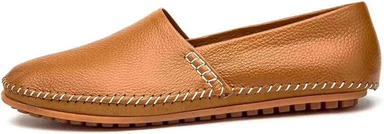 Men's Leather Loafer Flats Lightweight Casual Slip On Shoes for Walking Driving Dress