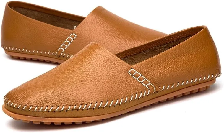 Men's Leather Loafer Flats Lightweight Casual Slip On Shoes for Walking Driving Dress