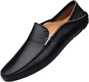 Men's Loafers Shoes Round Toe Leather Comfortable Flexible Resistant Party Wedding Slip On