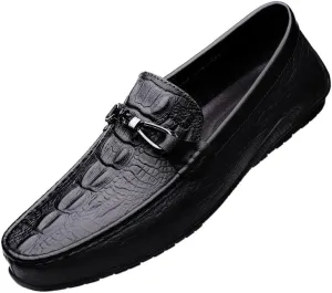 Men's Loafers Solid Color Leather Crocodile Print Driving Loafers Flexible Slip Resistant Anti-Slip Wedding Prom Slip-on