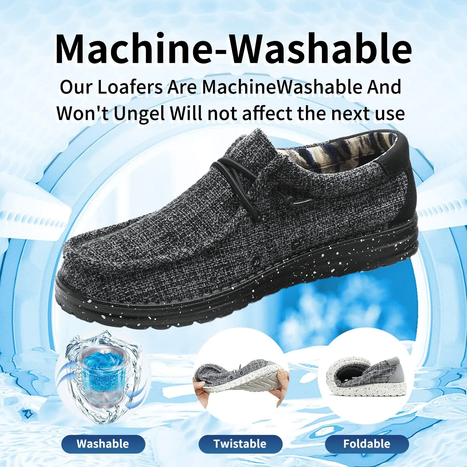 Men's Machine-Washable Lace Up Loafers Casual Slip-On Shoes Lightweight Comfortable Soft Sole WalkingTraveling, Beach, Gifts for Men Shoes Loafers Stretch