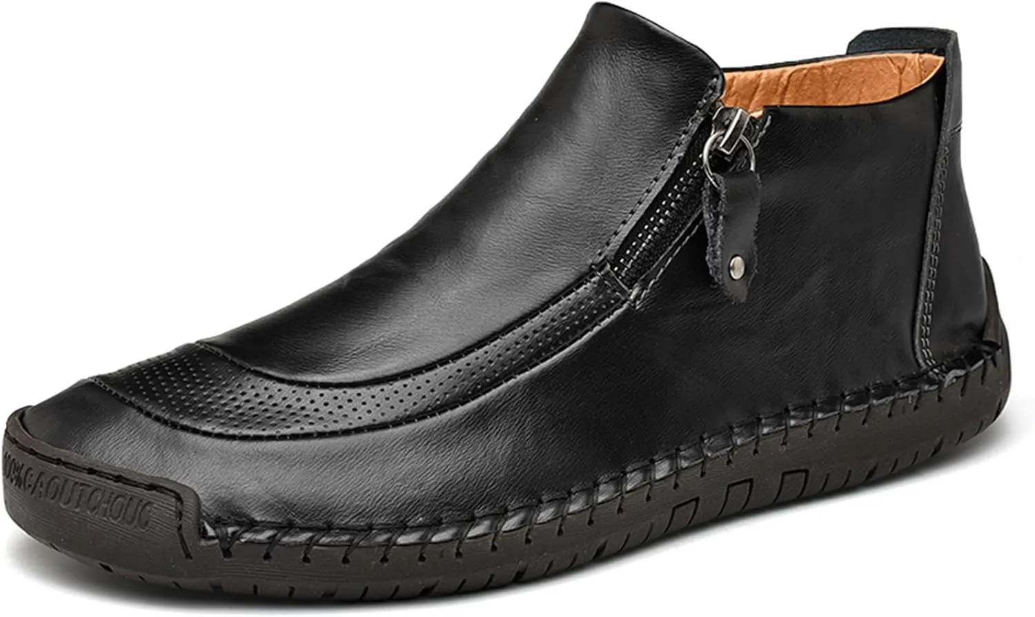 Men's Outdoors Leather Driving Classic Handmade Mid-Top Ankle Casual Comfortable Walking Loafers Slip on Shoes