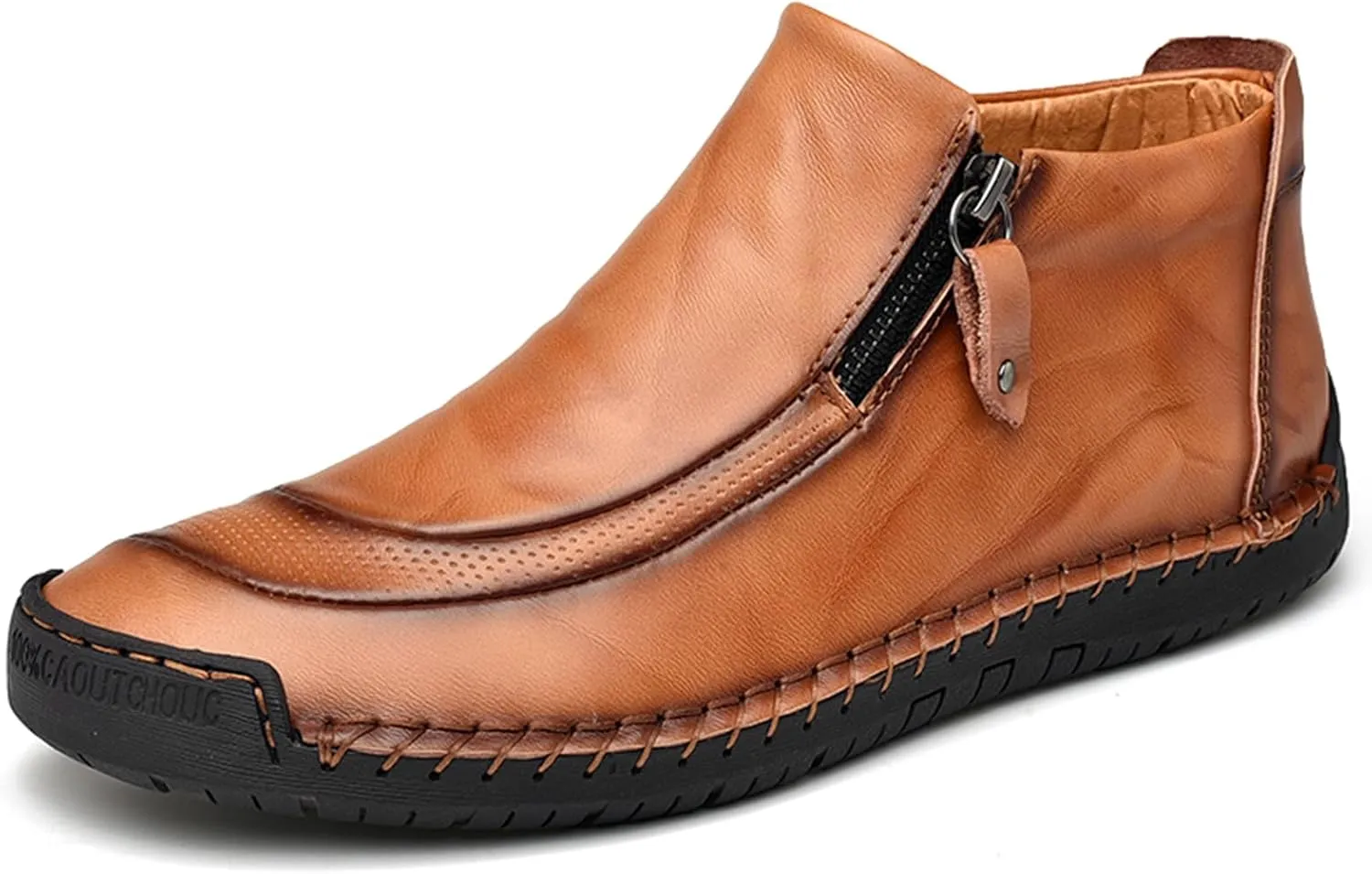 Men's Outdoors Leather Driving Classic Handmade Mid-Top Ankle Casual Comfortable Walking Loafers Slip on Shoes