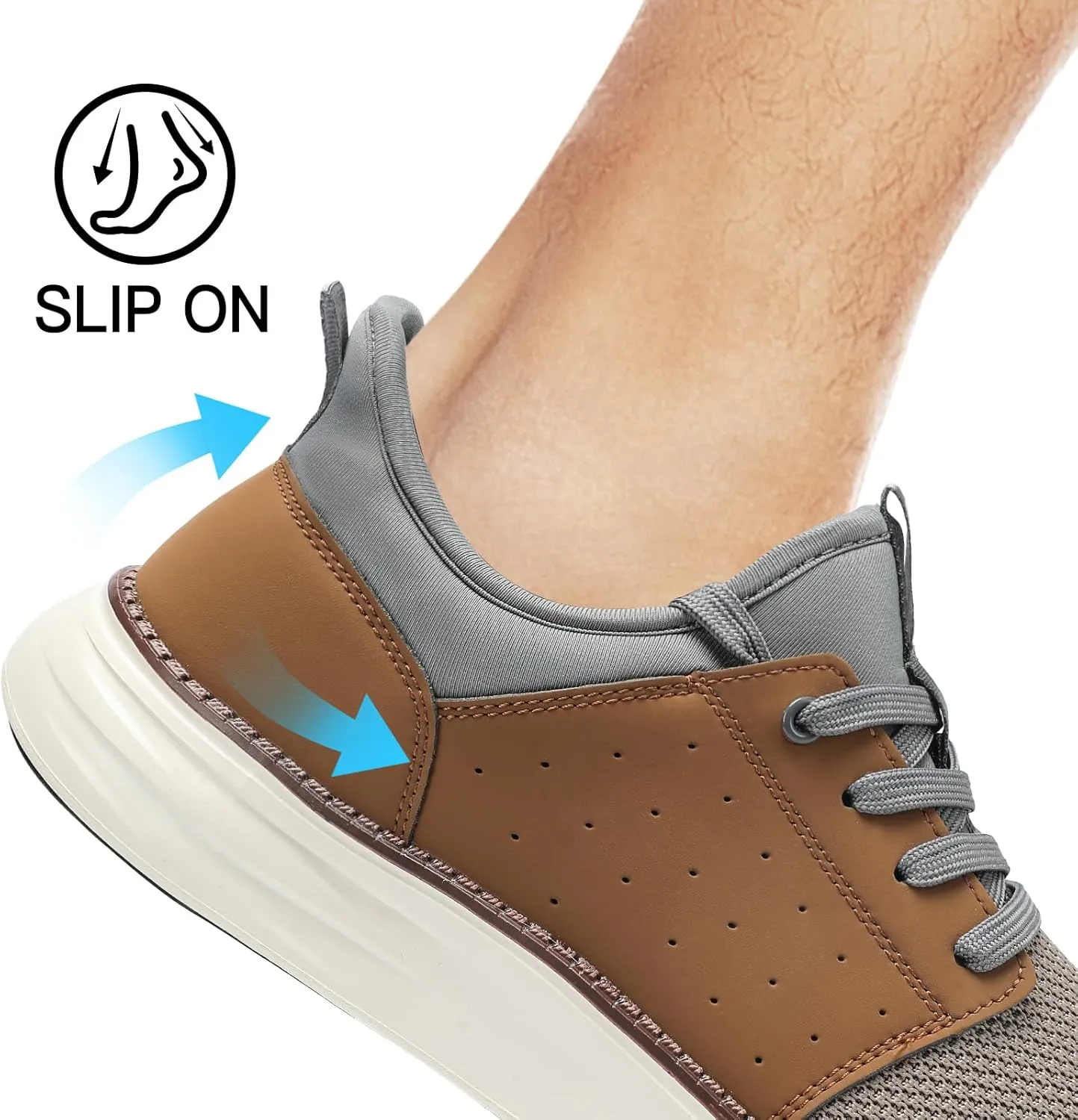 Men's Slip On Casual Fashion Shoes Hands Free Dress Sneakers Comfortable Lightweight Walking Shoes