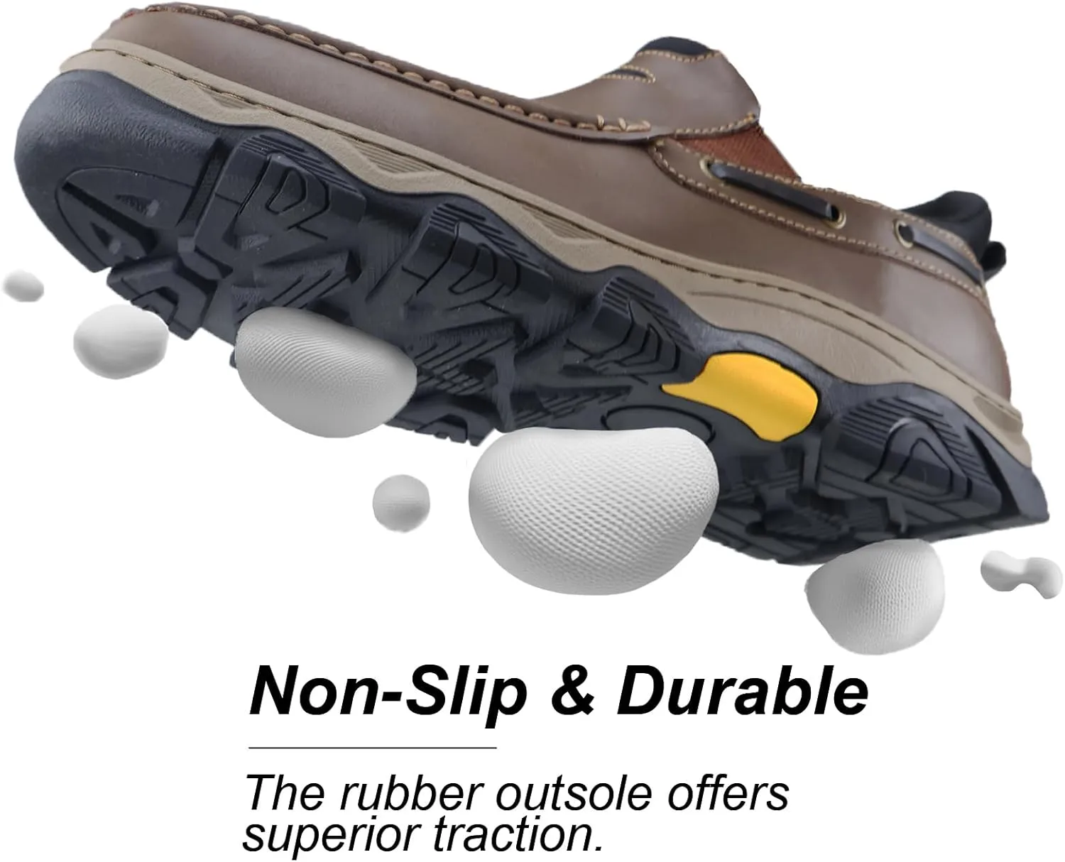 Men's Slip On Hands Free Leather Walking Work Loafers Slip-Ins Outdoor Dress Casual Cushioning Shoes