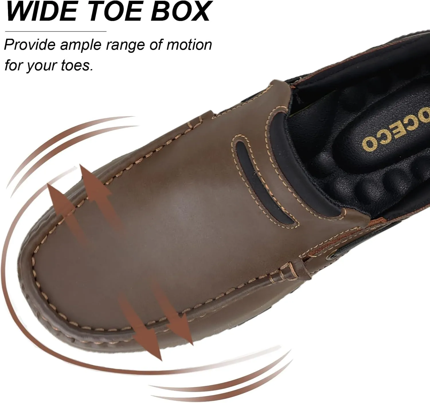 Men's Slip On Hands Free Leather Walking Work Loafers Slip-Ins Outdoor Dress Casual Cushioning Shoes