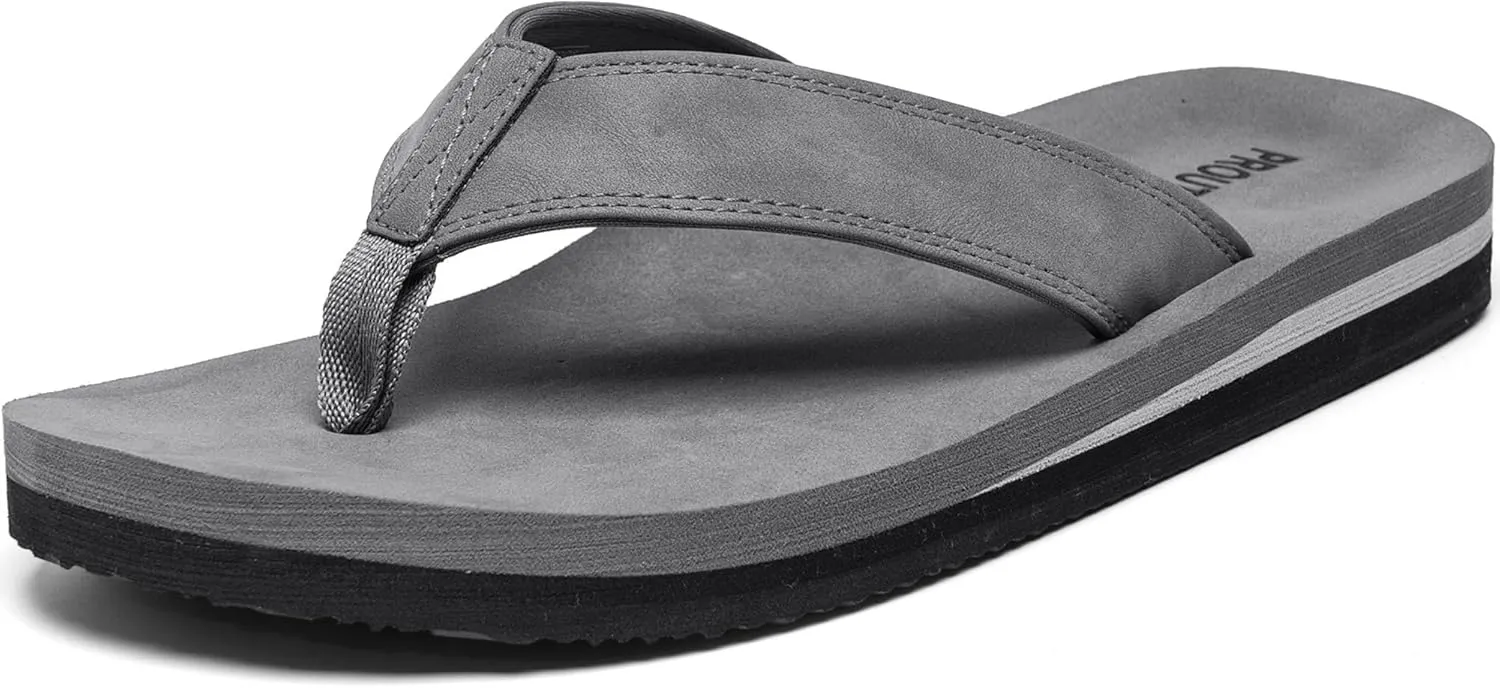 Men's Wide Flip Flop with Orthotic Arch Support Athletic Slide Thong Sandals for Men Soft Cushion Footbed