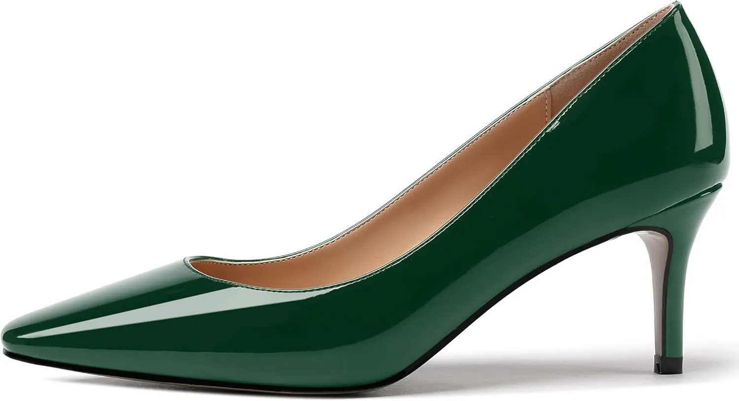 MERRORI Women's Patent Square Toe Slip On Solid Stiletto Mid Heel Pumps Shoes 2.5 Inch