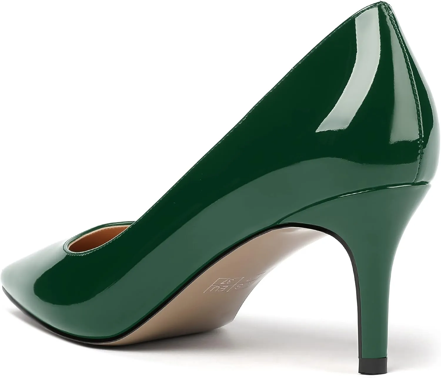 MERRORI Women's Patent Square Toe Slip On Solid Stiletto Mid Heel Pumps Shoes 2.5 Inch