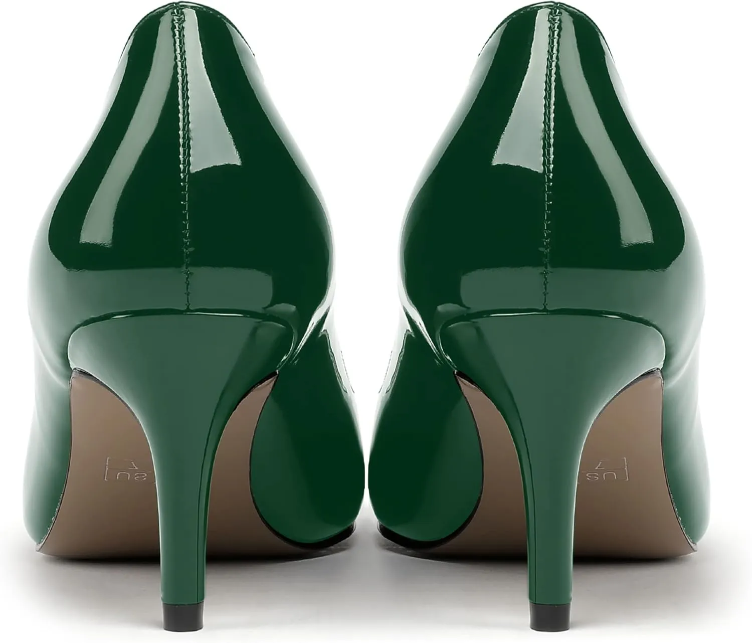 MERRORI Women's Patent Square Toe Slip On Solid Stiletto Mid Heel Pumps Shoes 2.5 Inch