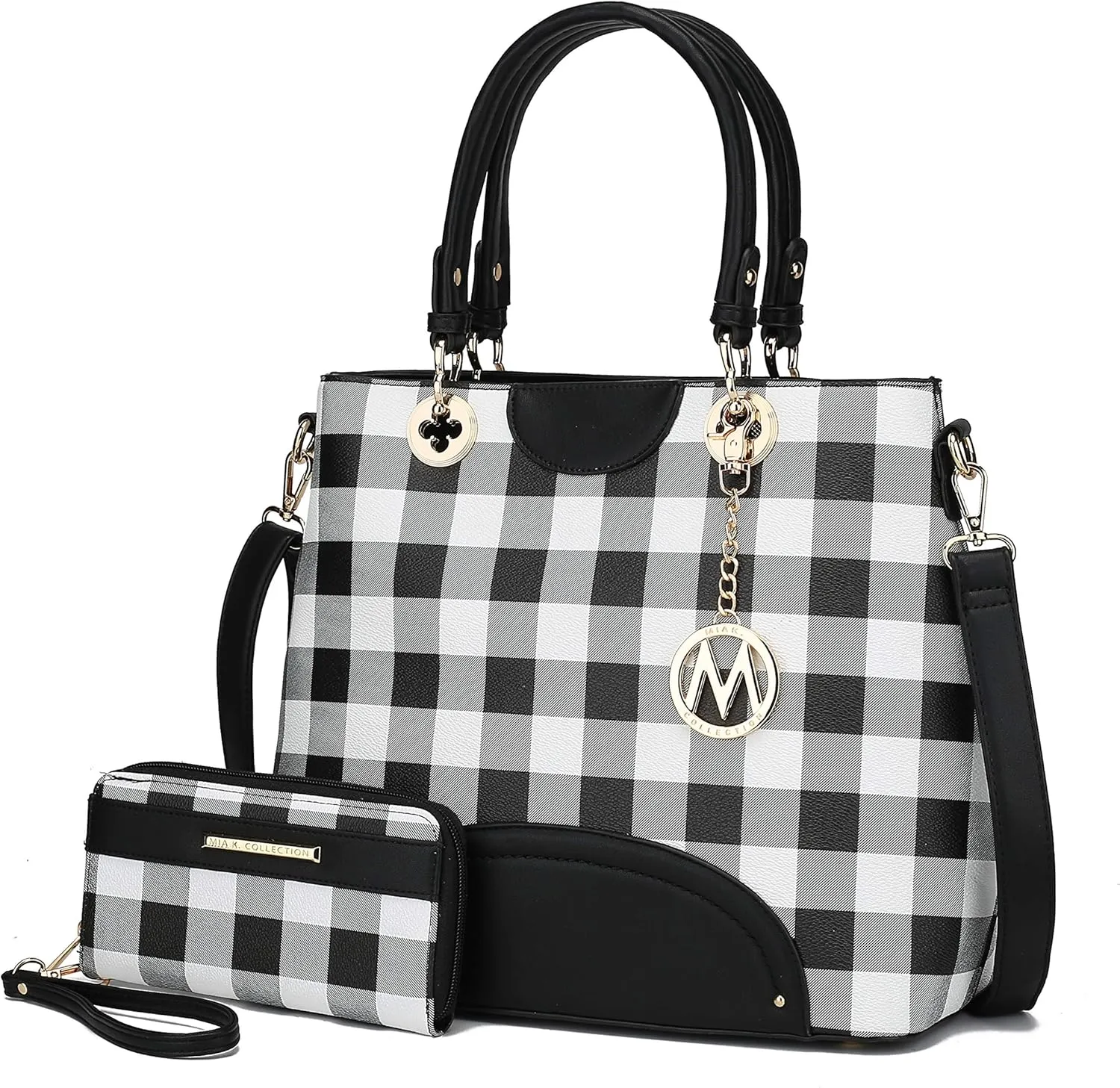 Mia K Collection Shoulder Bag for Women & Wristlet Wallet Purse Set: PU Leather Crossbody Tote Top-Handle Handbag