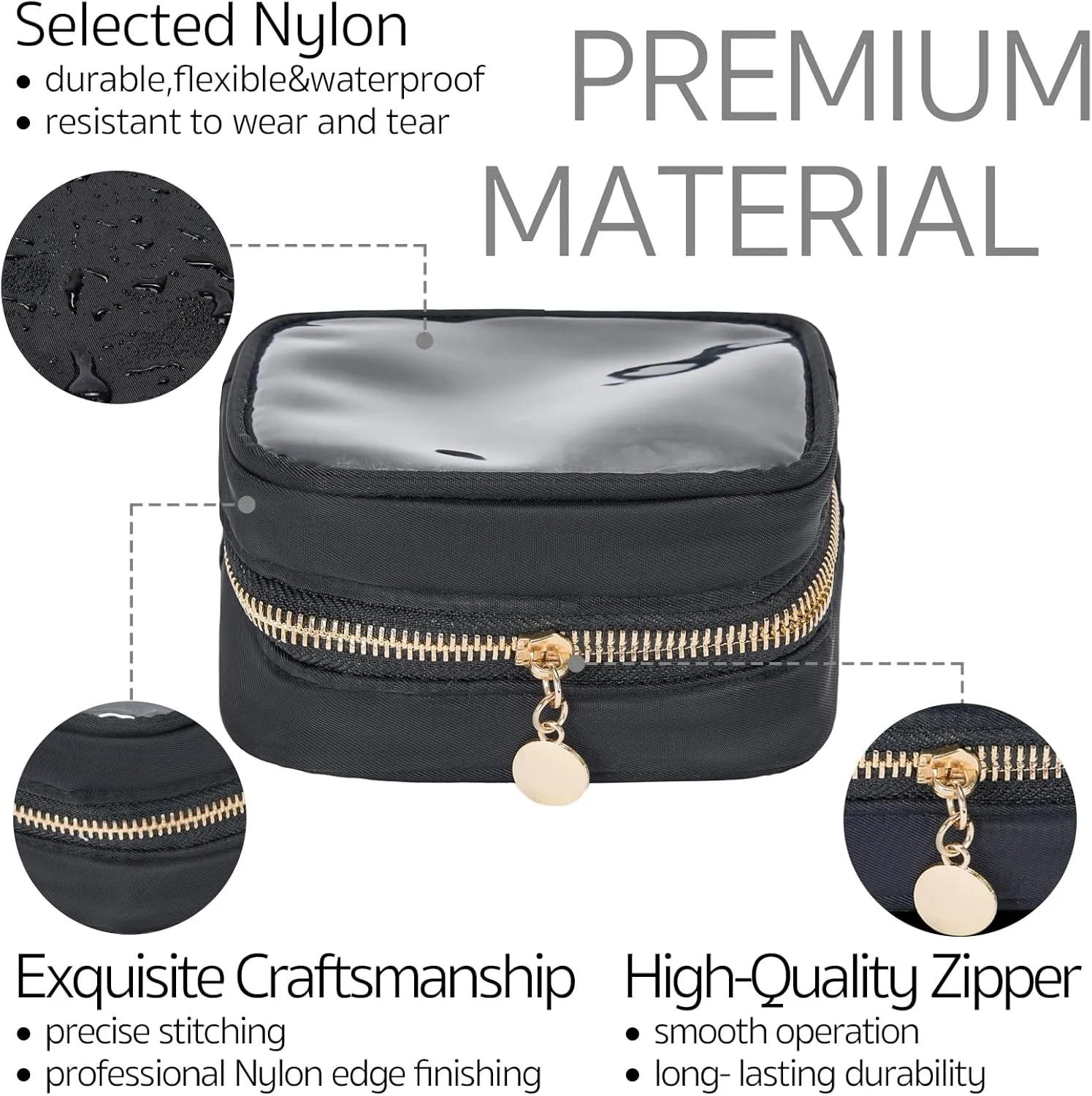 Mini Makeup Bag, Diaper Bag Organizing Pouches, Clear Makeup Bag, Makeup Bag for Purse, Small Clear Cosmetic Bag, Center Console Organizer Bag, Travel Toiletry Essentials, Black