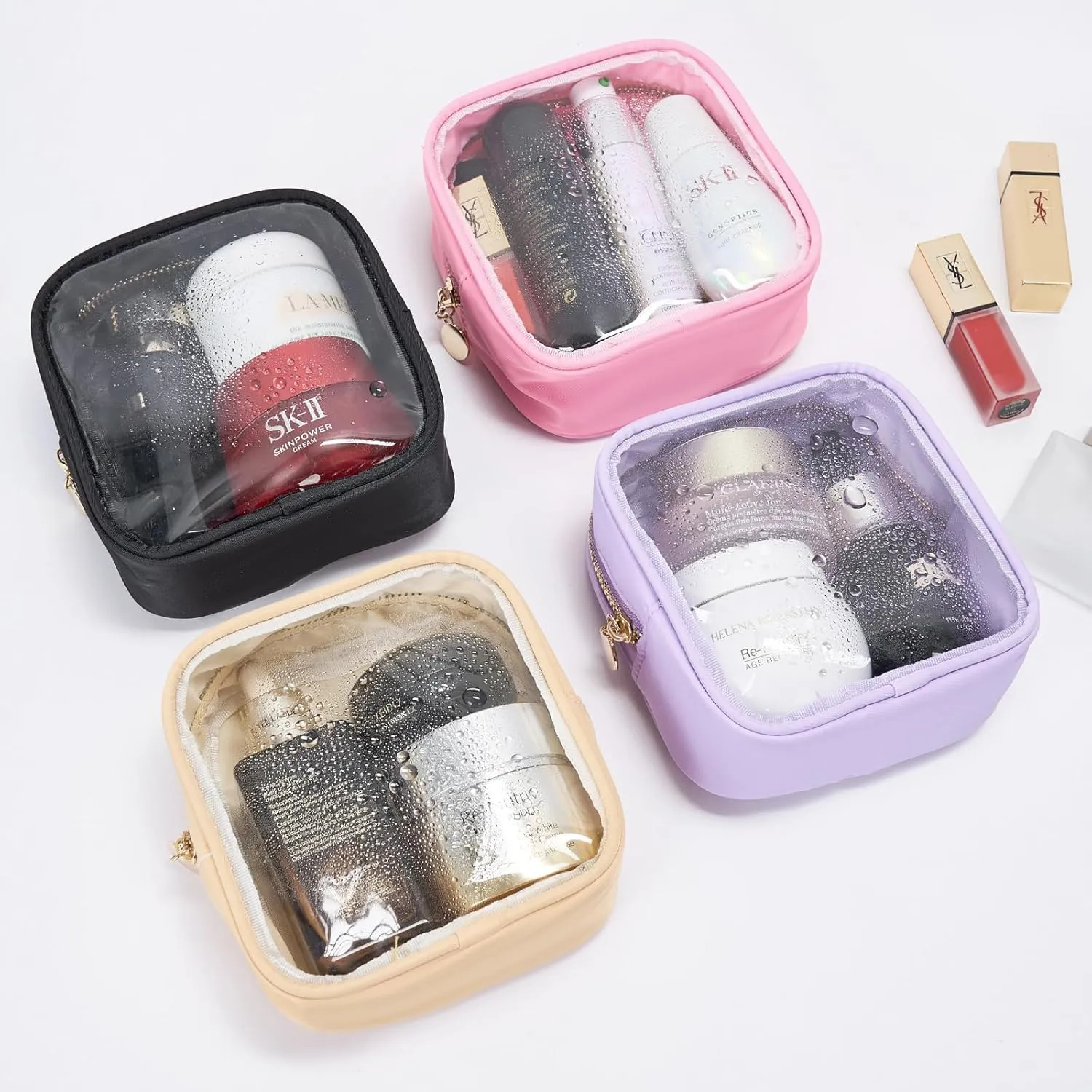 Mini Makeup Bag, Diaper Bag Organizing Pouches, Clear Makeup Bag, Makeup Bag for Purse, Small Clear Cosmetic Bag, Center Console Organizer Bag, Travel Toiletry Essentials, Black