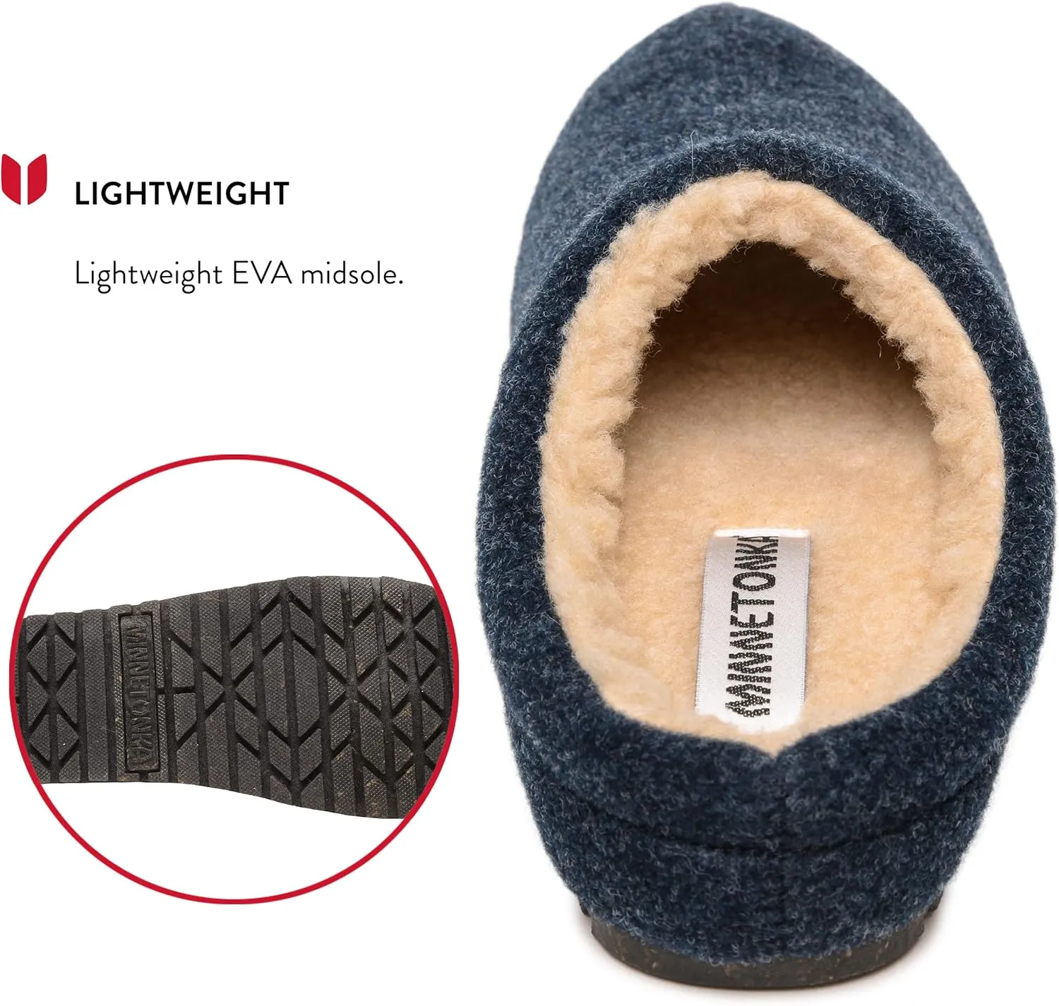 Minnetonka Men’s Corbin Slippers - Fleece-Lined Clog Crafted with Slip-On Design, Fabric Upper, Berber Lining, EVA Midsole, and Water-Resistant Materials