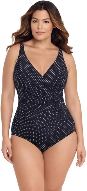 Miraclesuit Women's Swimwear Plus Size Pin Point Oceanus Soft Cup Tummy Control One Piece Swimsuit
