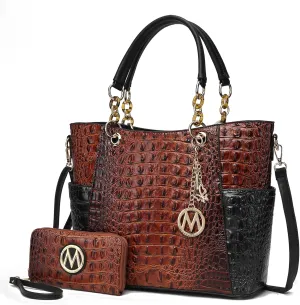 MKF Collection Tote Bag for Women, Handbag Set with Wallet-Top-Handle- Vegan Leather Purse