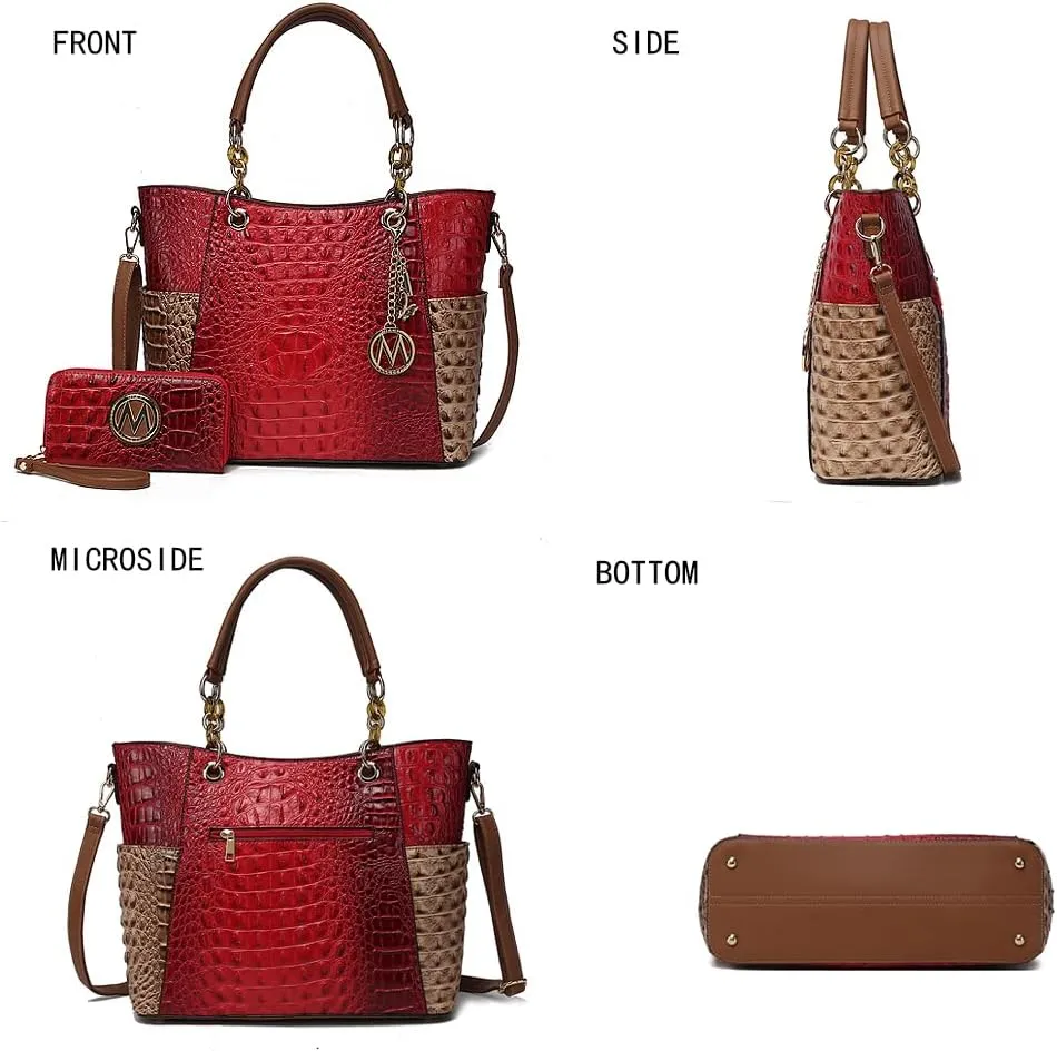 MKF Collection Tote Bag for Women, Handbag Set with Wallet-Top-Handle- Vegan Leather Purse