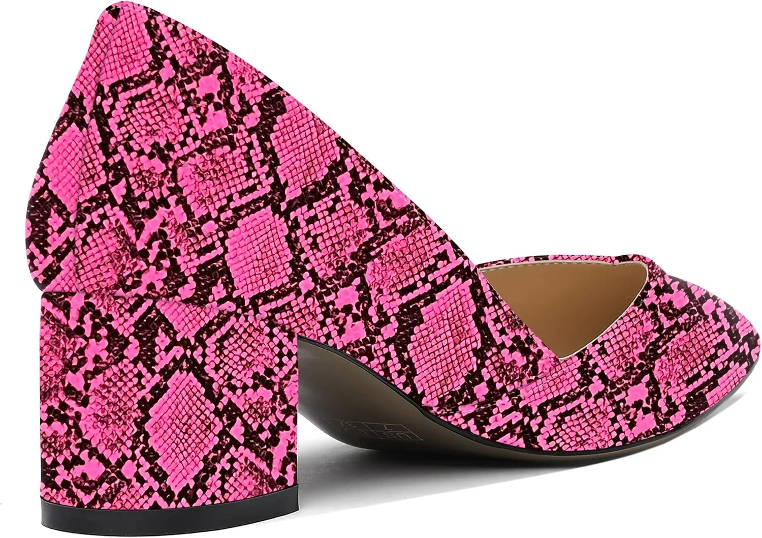 MODENCOCO Women's Patent Slip On Pointed Toe Cut Out Chunky Low Heel Pumps Shoes 2 Inch