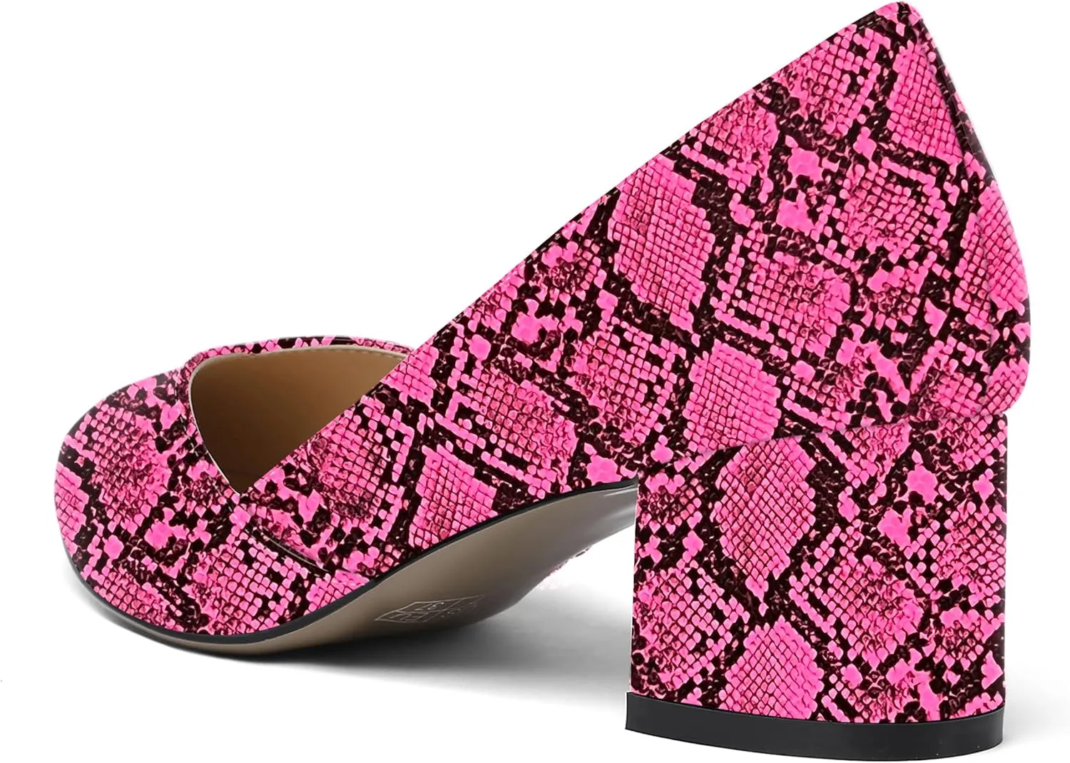 MODENCOCO Women's Patent Slip On Pointed Toe Cut Out Chunky Low Heel Pumps Shoes 2 Inch