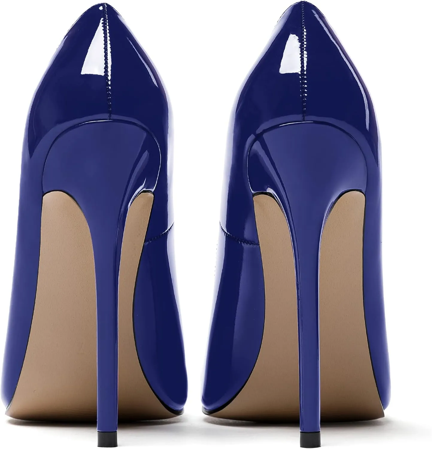 MODENCOCO Women's Slip On Patent Round Toe Stiletto High Heel Pumps Shoes 4.5 Inch