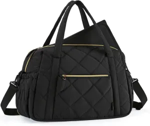 mommore Diaper Bag Tote Large Expandable Baby Travel Tote for 2 Kids Twins, Quilted Hospital Bag for Mom, Weekender