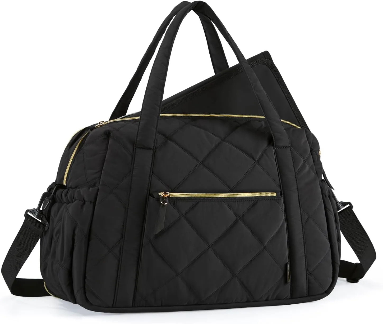 mommore Diaper Bag Tote Large Expandable Baby Travel Tote for 2 Kids Twins, Quilted Hospital Bag for Mom, Weekender