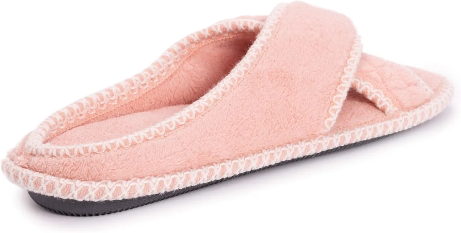 MUK LUKS Women's Ada Chenille Crossband Slippers-Daisy White